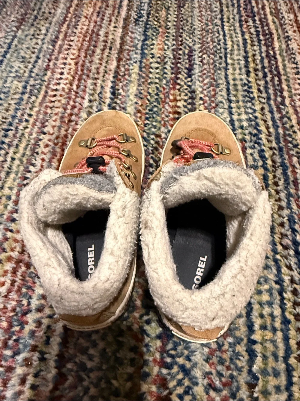 Sorel Kids Tan Suede Boots with Pink Laces